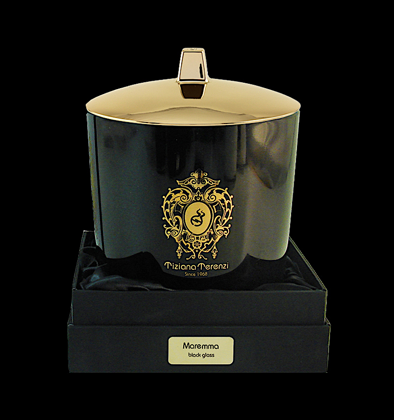 Maxi bicchiere nero camino con coperchio, 3 stoppini in legno - maremma