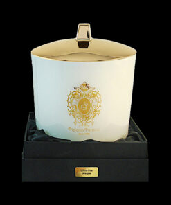 Maxi bicchiere bianco camino con coperchio, 3 stoppini in legno - white fire