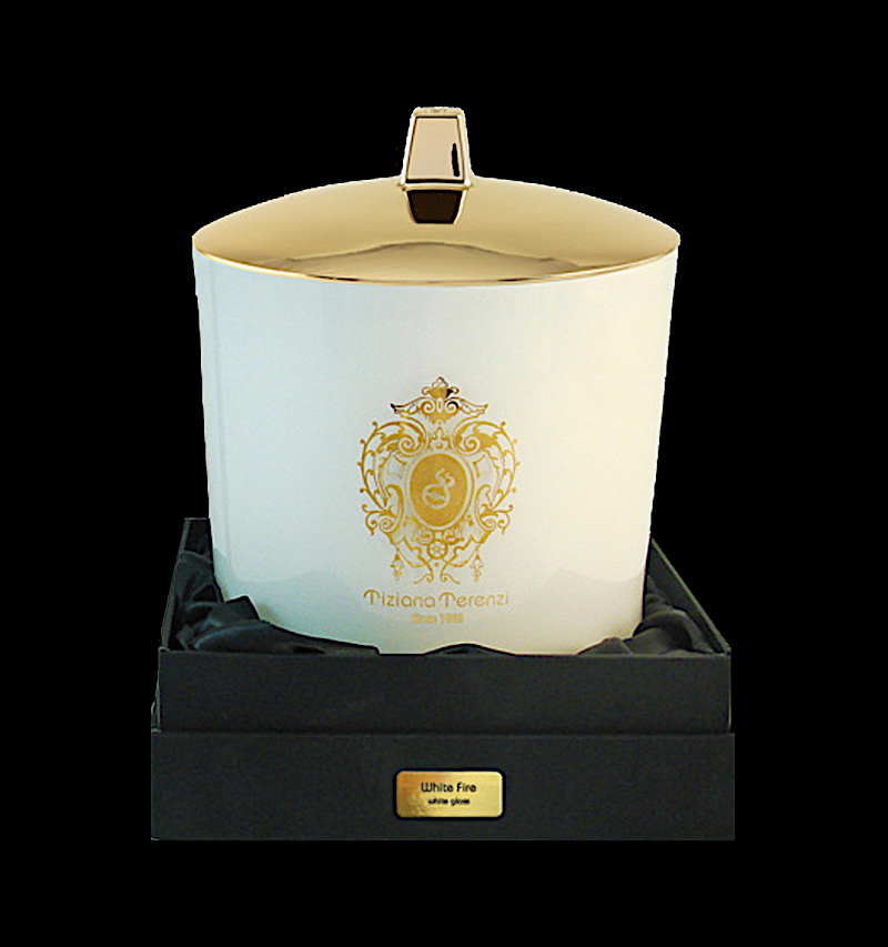 Maxi bicchiere bianco camino con coperchio, 3 stoppini in legno - white fire