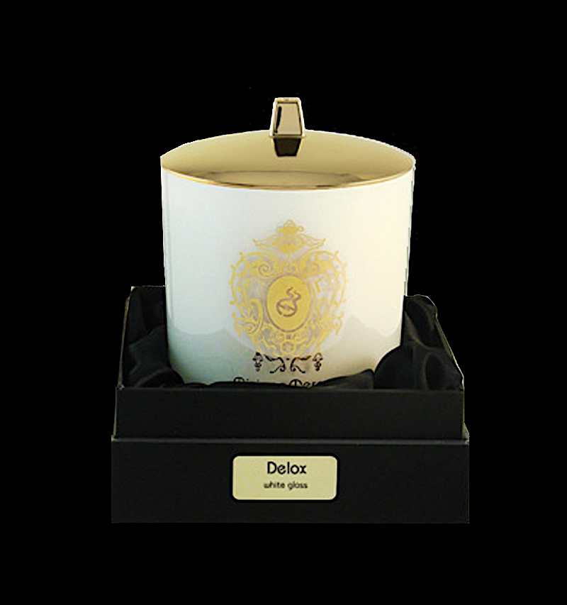 Bicchiere bianco gioconda con coperchio, stoppino in legno - delox