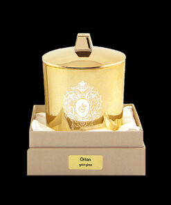 Bicchiere oro gioconda con coperchio, stoppino in legno - orion